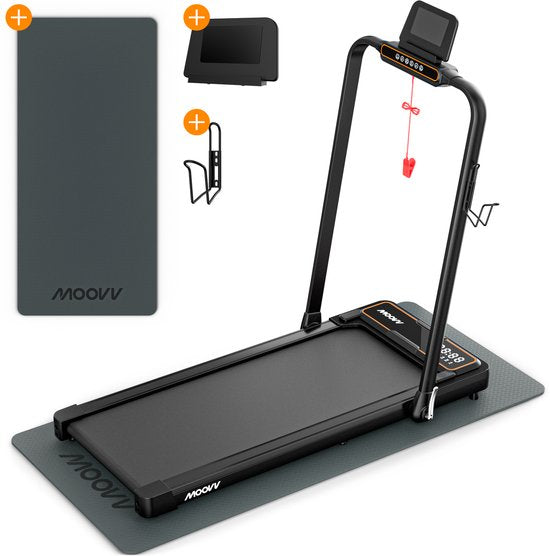 Moovv Laufband Smartstep Pro V2 - 1-12 km/h - Zusammenklappbar - 124 x 54 x 105 cm - Schwarz