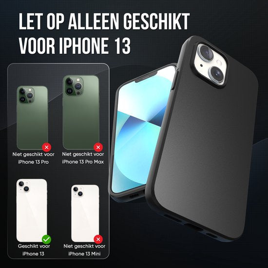 Telefon Fall schwarz geeignet für Iphone 13 Fall mit Displayschutzfolie Schutzglas