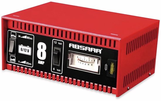 Absaar Batterieladegerät 6/12 V 8 A – für Auto und Motorrad – Metallgehäuse