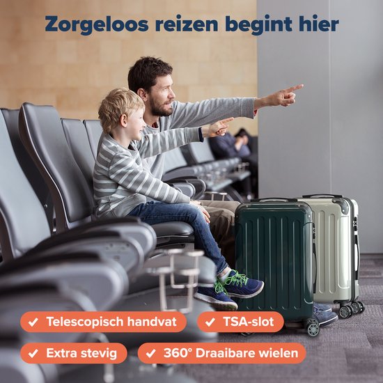 TRVLMORE Handgepäck Koffer - 45L - TSA Zahlenschloss - Leichtgewicht - erweiterbar - Trolley - 54x36x22cm - Dunkelgrün