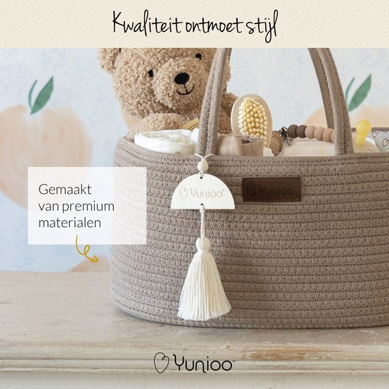 Yunioo Wickeltasche und Warenkorb │ Windelkorb für Baby-Zimmer-Zubehör │ Windel-Organisator │ Kinderzimmer-Aufbewahrungskorb │ Mutterschaft Geschenk Baby-Dusche │Spielzeug-Korb │ Braun