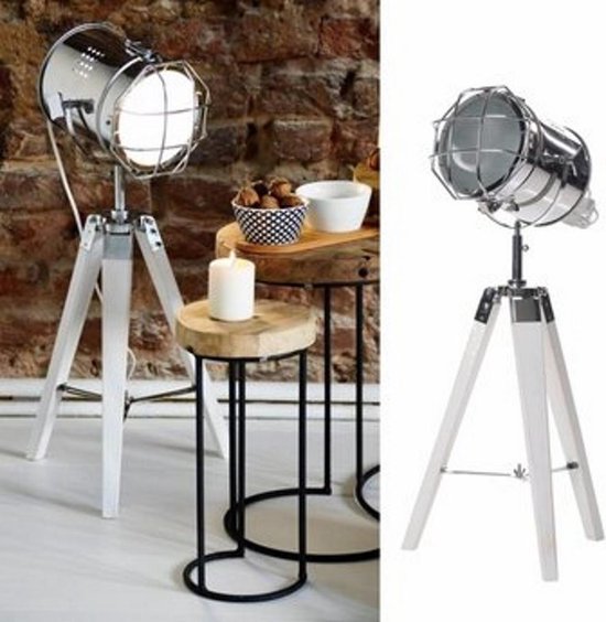 Stehleuchte Boomi industrielles Retro-Design weiß silber