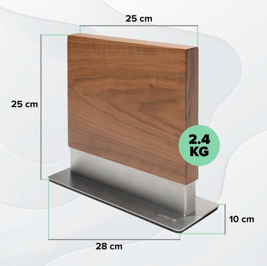 Coninx Vertico Messerblock magnetisch - Messermagnet - Edelstahlfuß - doppelseitig - Edelstahl / Walnuss