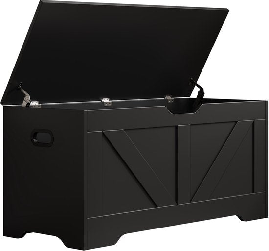 VDD - Aufbewahrungsbox - Aufbewahrungsbox Holz - Aufbewahrungsbox - Spielzeugbox - Deckenbox - Aufbewahrungsbox für drinnen - schwarz - groß - 100 x 40 x 46 cm