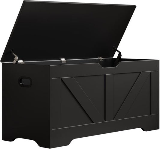 VDD - Aufbewahrungsbox - Aufbewahrungsbox Holz - Aufbewahrungsbox - Spielzeugbox - Deckenbox - Aufbewahrungsbox für drinnen - schwarz - groß - 100 x 40 x 46 cm