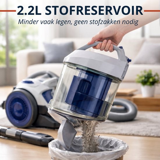 Dirt Devil Staubsauger ohne Beutel DD2503 – Staubsauger 800 W mit HEPA-12-Filter – Zyklonstaubsauger mit Kombibürste, Fugendüse und Möbelaufsatz – Staubbehälter 2,2 l – Weiß/Blau