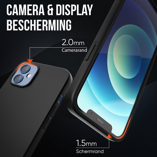 Handyhülle Schwarz – Passend für iPhone 12 – Hülle und Displayschutzfolie – Schutzglas