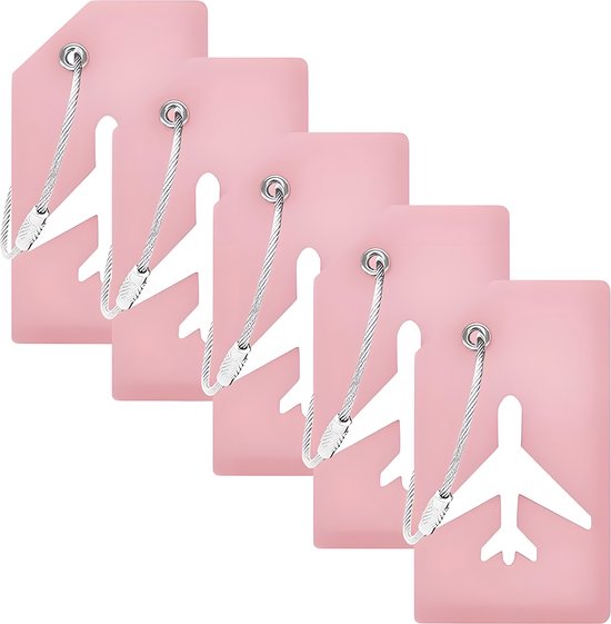 EverNeeds Gepäckanhänger - Silikon - Gepäckanhänger für Koffer - Gepäckanhänger - Rosa - 5 Stück