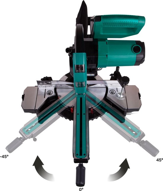 VONROC Kapp- und Gehrungssäge mit Zugfunktion - 2000W - Ø216MM - LED-Beleuchtung am Werkstück - Laser für perfekte Schnittlinie - Extra Schnittbreite 340mm - Verstellbare Tischverlängerungen mit Längenanschlag - Inklusive Sägeblatt & Werkstückspanner