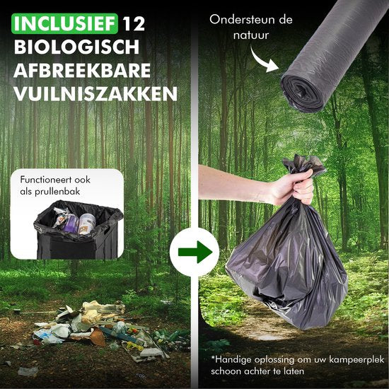 Travelhawk Campingtoilette - Toiletteneimer - Tragbar & faltbar - Inklusive 12 biologisch abbaubaren Beuteln und 10 Absorptionsbeuteln - Ideal für Camping, Festivals & im Freien