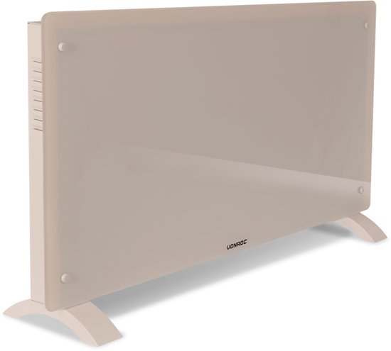 VONROC Luxury electric heater - Konvektorheizung mit Glasscheibe - 1250W/2500W- Beheizt Räume bis zu 30m2 - Gesteuert sowohl mit App (über Wifi) als auch manuell - Einstellbarer Thermostat und Timer - Beige