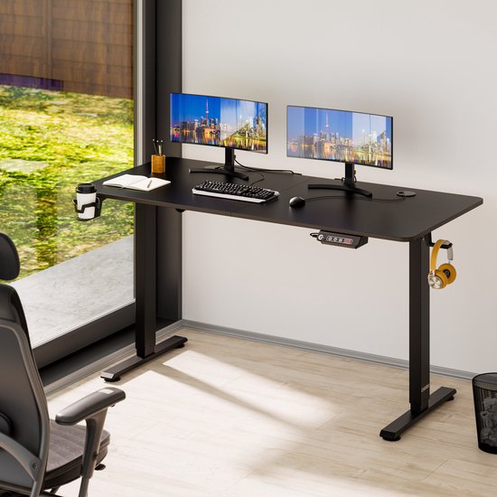 Casaria Sitz-Steh-Schreibtisch - Höhenverstellbar Elektrisch - 140x60cm Braun