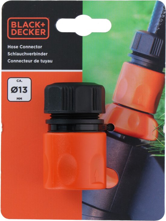BLACK+DECKER Gartenschlauch Schnellkupplung - 1/2'' - ⌀13 mm - Kunststoff - Schwarz/Orange