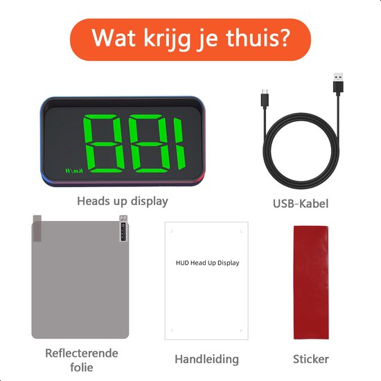 Tech Essentials Automatic - GPS Geschwindigkeitsmesser Auto HUD - USB-C - Grün - Head Up Displays - Plug and Play