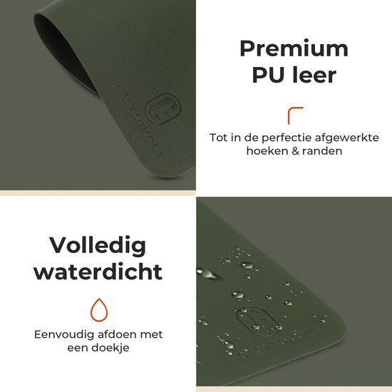 Castagnola Tischsets in Lederoptik - Rutschfeste Tischsets aus Kunstleder - Wasserabweisende Untersetzer - Untersetzer - 6 Stück - 45 x 30 cm - Grün