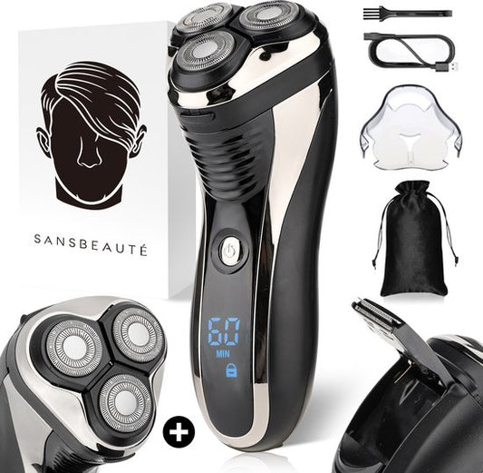 2-in-1-Rasierer für Männer mit Trimmer S1111 + Extra-Scherkopf - Sansbeaute® - Nass & Trocken - Präzisionstrimmer - Elektrisch - Elektrorasierer - Wasserdicht