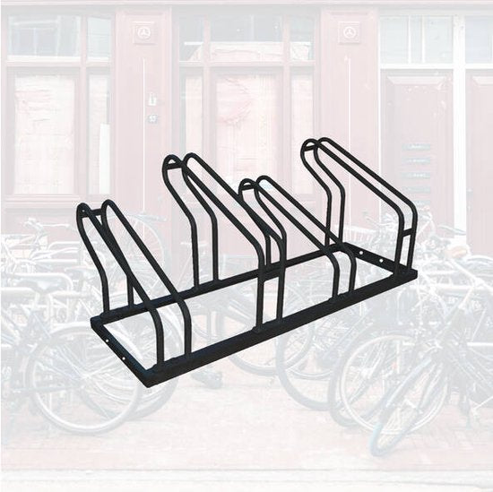 BRASQ Fahrradträger für 4 Fahrräder - Fahrradständer - Fahrradträger - Fahrradhalterung für Boden Inklusive Befestigungsmaterial - Schwarz
