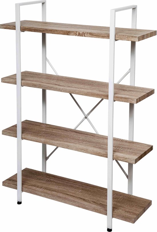 Wandschrank Sturdy - offenes Bücherregal - Industriedesign - 140 cm hoch weiß