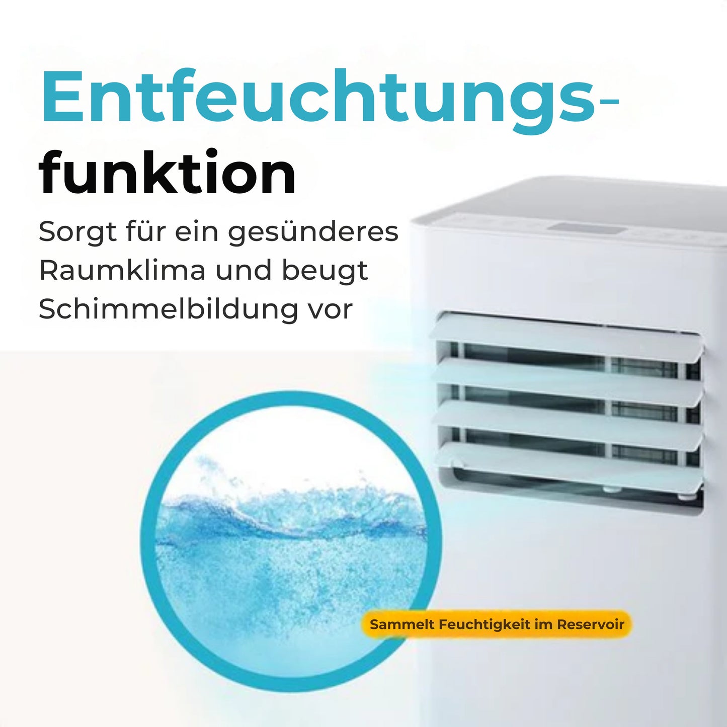 MOA Mobile Air Conditioner - 7.000 BTU - Klimagerät - Fernbedienung - Energieklasse A - Fensterdichtungssätze - Bis zu 60 m³ Kühlleistung - Entfeuchter - Weiß