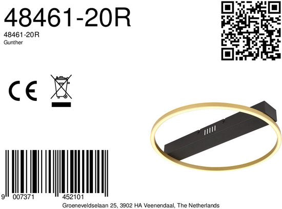 Globo - Deckenleuchte - Gunther - schwarz - Metall - LED - 48461-20R