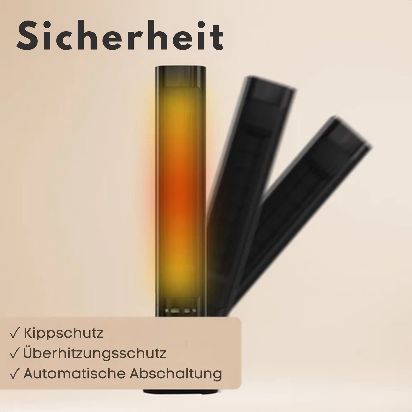 Auronic Elektroheizer - Keramikheizer - Turmheizer - 2200W Heizleistung - Schwarz
