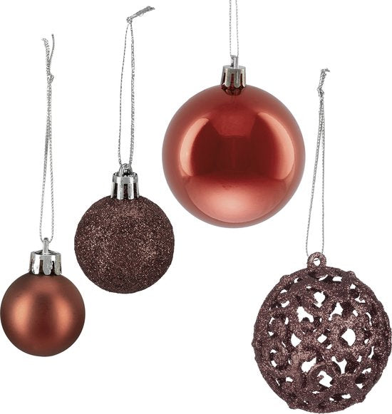 Kugeln - 50er Set - unzerbrechlich - Kunststoff - ∅ 3, 4 & 6 cm - braun
