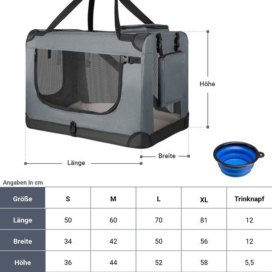 Klappbare Hundetransportbox / Bank Lassie M - Grau - 42 x 60 x 44 cm