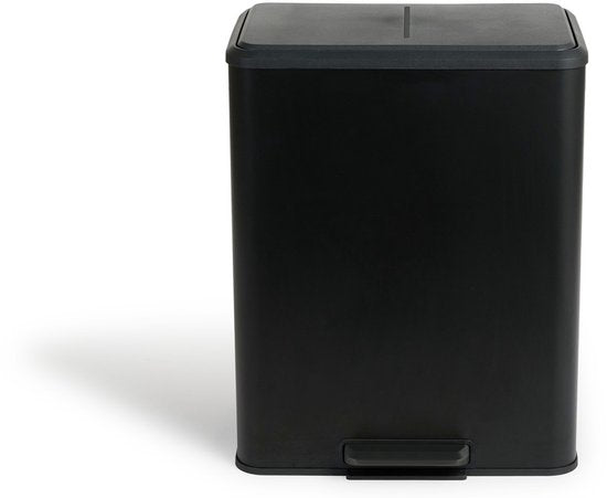 Umuzi Cleaning Double Mülleimer - 60L - Treteimer - Soft Close - 53x38x66 - Mattschwarz