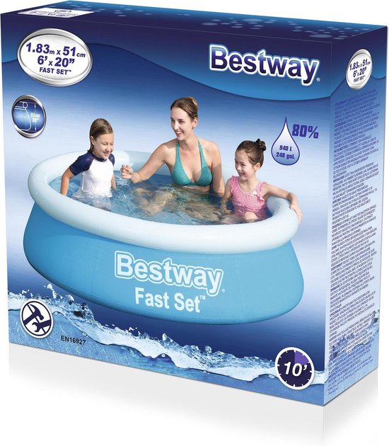 Bestway Kinderpool - Ø 183 cm - Modell 57392 - Aufblasbarer Rand