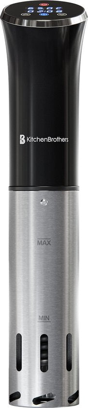 KitchenBrothers Sous Vide Stick - Bis zu 95°C - Eingebauter Timer - Präzisionskocher - 1200W - Schwarz/RVS