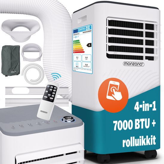 Monzana mobiles Klimagerät - 7000 BTU Fenster-Kit 20 bis 25m² wifi Timer - weiß