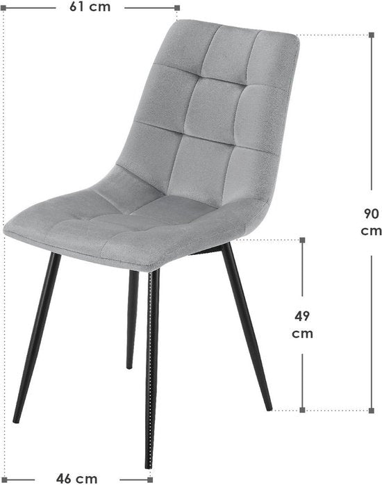 Stahl-Esszimmerstühle Blanca - 2er-Set - Hellgrau - Samt