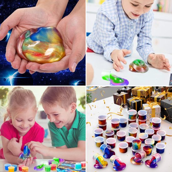 Partizzle 24x Galaxy Slime Pack - Universe Astronaut Handout Gifts - Grabbelton Making Slime Toys - Treat Gifts for Kids - Farbig