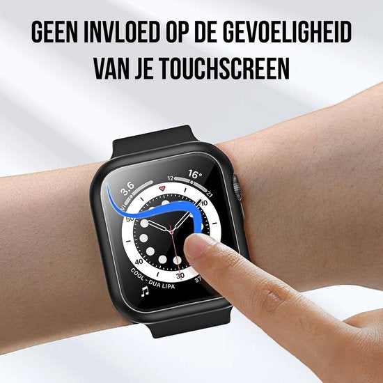 Gehäuse passend für Apple Watch Series 4 / 5 / 6 / SE - 40 mm Displayschutzfolie - 2 Stück - Full Cover Hard Case - Schwarz
