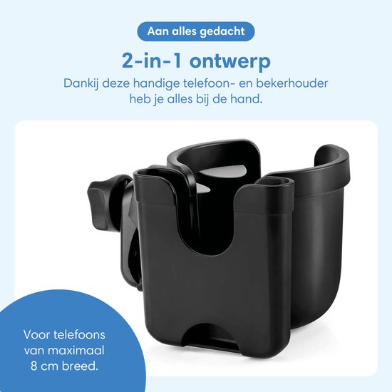 Safe Life® universal Cup Holder & Phone Holder - für Rollator, Rollstuhl, Kinderwagen & mehr
