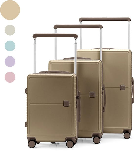 Skycases City Walker - 3-teiliges Kofferset | Leicht & Langlebig | 20, 24 & 28 Zoll | 360° Spinner-Räder | TSA-Schloss | Inklusive Schutzhüllen - Champagner