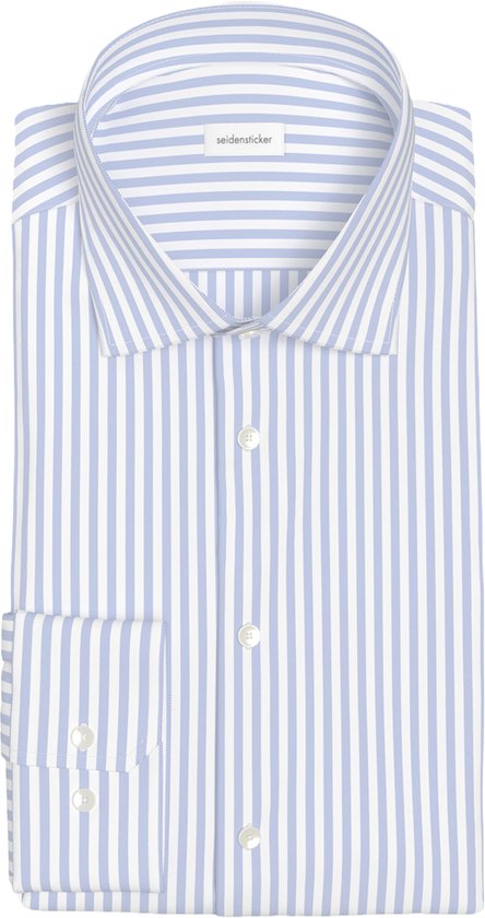 Seidensticker Slim-Fit-Hemd – Ärmellänge 7 – Popeline – blau gestreift – bügelfrei – Kragenweite: 41