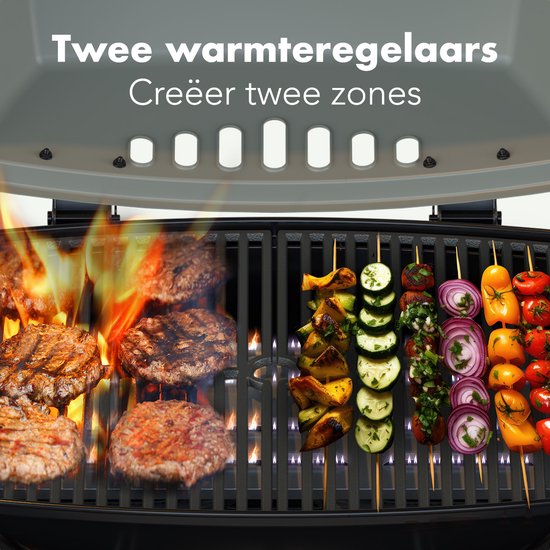 KitchenBrothers Gas BBQ - Table Top Barbecue - Tischgrill - Antihaftbeschichtung - 37x48 cm Grillfläche - Schwarz