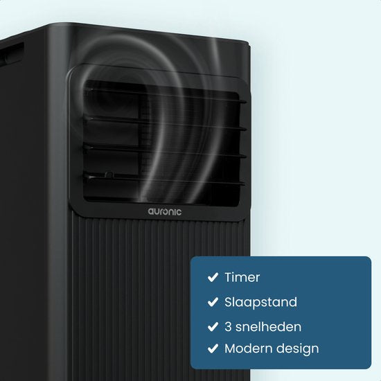 Auronic Mobile Air Conditioner - 9.000 BTU - 3-in-1 - Klimaanlage mit 2 Fensterdichtungs-Kits - Ventilator - Luftentfeuchter - kühlt bis zu 25m² - Schwarz