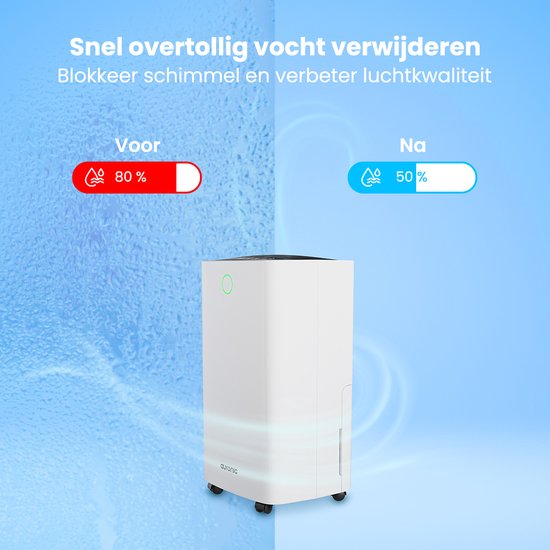 Auronic Luftentfeuchter - Compact Series - 10 l pro Tag - Waschtrockenfunktion - Schlafzimmer, Bad und Wohnzimmer - Weiß