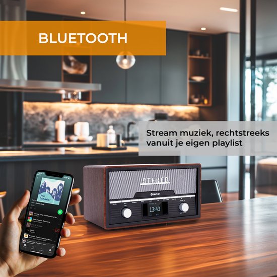 Denver DAB-Radio - Bluetooth - DAB+/ FM - CD - Holz - Braun