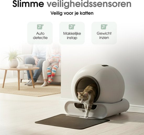 Vivex® Automatisches Katzenklo - Selbstreinigendes Katzenklo inkl. App - 75L - inkl. Matte und 5 Rollen Sammelbeutel - XXL