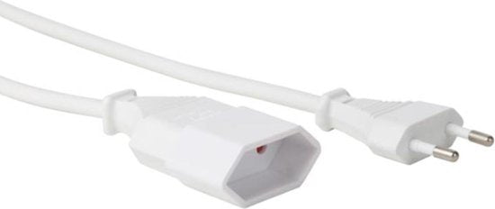 Perel Verlängerungsleitung, H03VVH2-F 2G0,75, 1,8 m, 2,5 A/230 V, 625 W, Typ C Eurostecker, für Innenräume, PVC, weiß