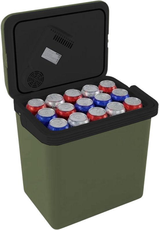 Auronic Coolbox Electric 12V und 230V - 25L - Camping-Kühlschrank - Auto - Kühlung und Heizung - Kühlbox - Grün