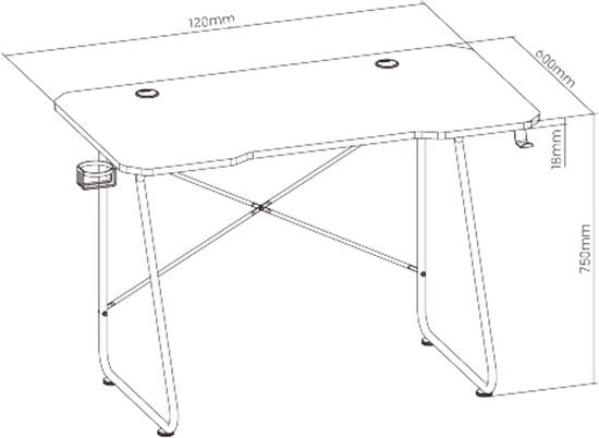 Game desk full mouse pad - Gaming Schreibtisch - Gaming Schreibtische - Computer Tisch - Laptop Tisch - 120 x 60 cm