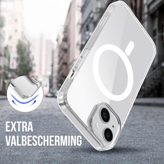 Podec Magsafe Case Passend für iPhone 15 Plus - Mit 3x Bildschirmschutz + 3x Kameraschutz - Magnetisch mit Ring Transparent - Handytasche Transparentes Case