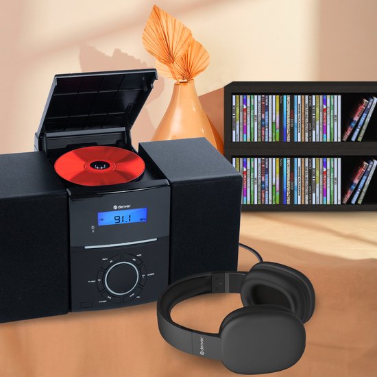 Denver Stereo-Set - FM Radio - CD Player - Radiowecker - 30 Voreinstellungen - AUX - Schwarz