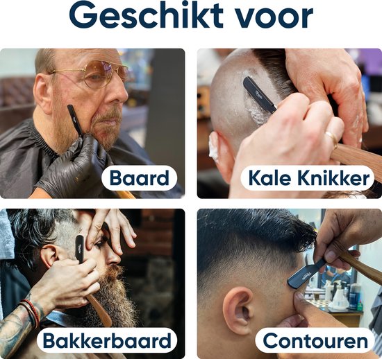 Barbiermesser mit 200 Rasierklingen - Klassisches offenes Rasiermesser - Barbiermesser - Shavette - Gerades Rasiermesser - Klauenmesser - Halsmesser - Barbiermesser