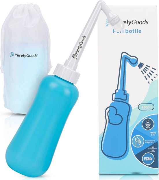 PurelyGoods® Peri Bottle - Portable Bidet - Vaginal Dusche - Perineum - Schwangerschaft - Postpartum Spülen Flasche - 450ML - Blau