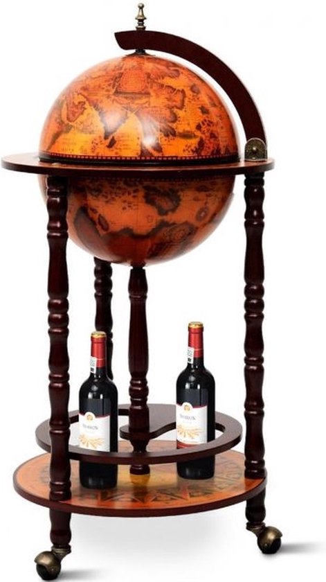 Costway - Weinregal - Globe Bar - Weinbar - Globe Bar - âŒ€ 45 cm - Braun